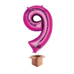 Balon folie cifra roz umflat cu heliu 66cm