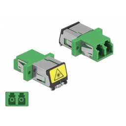 Cupla fibra optica cu protectie laser LC Duplex Single-mode M-M Verde, Delock 86897