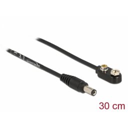 Cablu DC 5.5 x 2.1mm pentru baterie 9V 30cm, Delock 86697