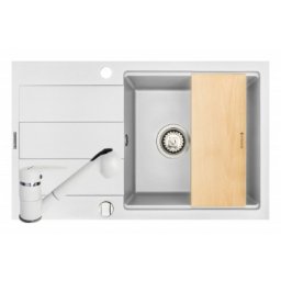 Set chiuveta granit SPARTA PLUS LUX, baterie FIDO & Tocator - Alb