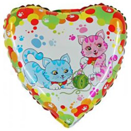 Balon folie inima pisici roz si albastre 46 cm