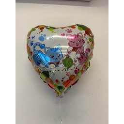 Balon folie inima pisici roz si albastre 46 cm