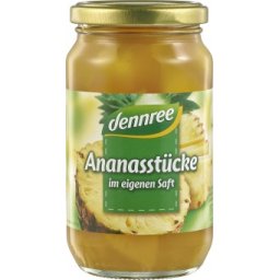 Ananas bucati in suc de ananas bio 350g Dennree