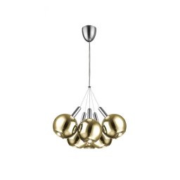 Lustra living Balls, H:149 cm, 30W LED, 3120 lumeni, finisaj crom, auriu