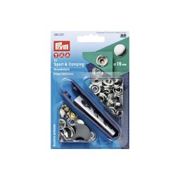 Set capse metalice, sportcamping, de 15 mm, cu dispozitiv montare, Prym 390201