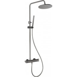 Cascada Arnika Titanium set de dus cu baterie, para de dus si dispersor fix forma rotunda finisaj antracit NACD1QK