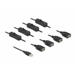 Cablu de alimentare USB-A la 4 x USB-A T-M cu switch On/Off 1m, Delock 86805