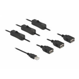 Cablu de alimentare USB-A la 3 x USB-A T-M cu switch On/Off 1m, Delock 86804