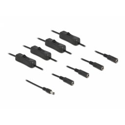 Cablu de alimentare DC 5.5 x 2.1 mm la 4 x DC 5.5 x 2.1 mm T-M cu switch On/Off 1m, Delock 86796