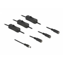 Cablu de alimentare DC 5.5 x 2.1 mm la 3 x DC 5.5 x 2.1 mm T-M cu switch On/Off 1m, Delock 86795