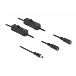 Cablu de alimentare DC 5.5 x 2.1 mm la 2 x DC 5.5 x 2.1 mm T-M cu switch On/Off 1m, Delock 86794