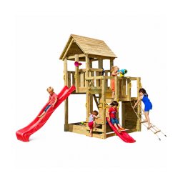 Spatiu de joaca din lemn Penthouse - Turn Blue Rabbit 2.0 cu doua tobogane