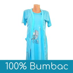 Compleu maternitate, Camasa alaptat + Halat gravide, Baby Stroller, Blue - Maneca scurta