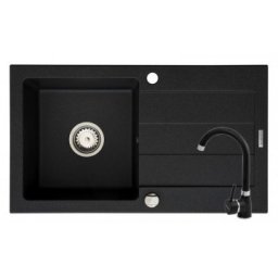 Set chiuveta granit MAIDSINKS Pyramis Senar 760mm*440mm & Baterie Bello - Black Pyramis 070007501B