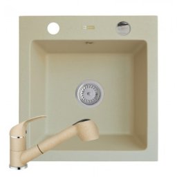 Set chiuveta granit ALYA 1B & baterie FIDO - Bej Pyramis 890020005FB