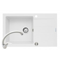 Set chiuveta granit SPARTA PLUS & baterie OSSIA - Snow