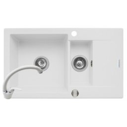 Set chiuveta KORFU 78x46 1 1/2B 1D & baterie OSSIA - Snow