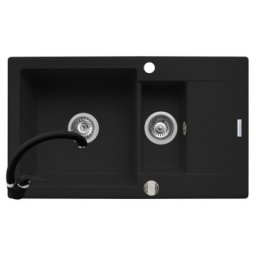 Set chiuveta KORFU 78x46 1 1/2B 1D & baterie OSSIA - Carbon