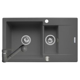Set chiuveta KORFU 78x46 1 1/2B 1D & baterie FIDO - Grey