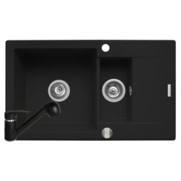 Set chiuveta KORFU 78x46 1 1/2B 1D & baterie FIDO - Carbon