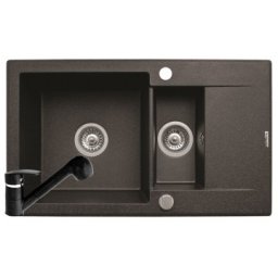 Set chiuveta KORFU 78x46 1 1/2B 1D & baterie FIDO - Black