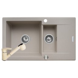 Set chiuveta KORFU 78x46 1 1/2B 1D & baterie FIDO - Bej