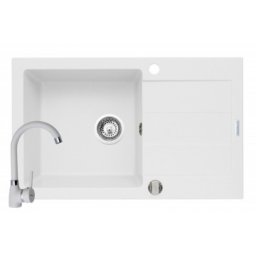 Set chiuveta granit SPARTA PLUS & baterie BELLO - Snow