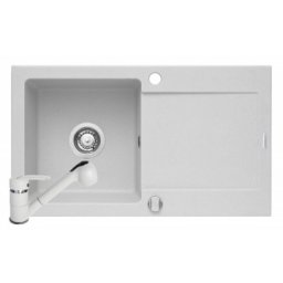 Set chiuveta granit LOTUS & baterie FIDO - White