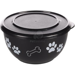 Bol pentru câini cu capac Flamingo Bella Kena - negru 600 ml