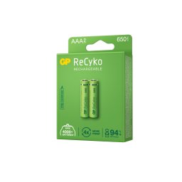 Baterii reincarcabile GP ReCyko AAA 650mAh (R03), ambalaj reciclabil 2pcs
