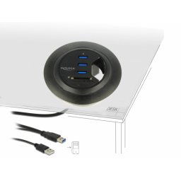 HUB in desk cu 4 x USB 3.0-A + 2 Slot SD, Delock 62869