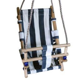 Leagan pentru copii, textil/lemn, albastru, max 70 kg, 36x24x45 cm