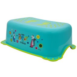 Taburet Inaltator Baie Copii MyKids Little Bear and Friend cu sistem antialunecare Turquoise