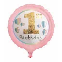Balon folie prima aniversare roz 45 cm