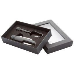 Set briceag si lanterna, 135×90×27 mm, Everestus, 20FEB4371, Aluminiu, Negru