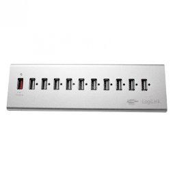 HUB cu 10 porturi USB 2.0 + 1 x Fast Charging, Logilink UA0226