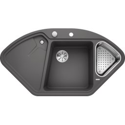 BLANCO DELTA II SILGRANIT InFino cu accesoriu inox si cu excentric