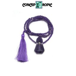 Colier Aromoterapie si Cristaloterapie din Ametist Rotund Fatetat - Accesorii Argint 925 - 1 Buc