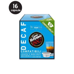 16 Capsule Biodegradabile Caffe Vergnano Decaf – Compatibile A Modo Mio