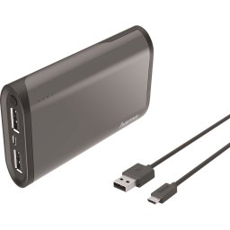 Acumulator extern Hama Fuel Up, 6000 mAh, Fast Charging, 2.1 A x 2, Lithium Ion, Negru