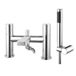 Baterie cada cu montaj pe cada, 2 gauri, set de dus inclus, crom , dubla comanda