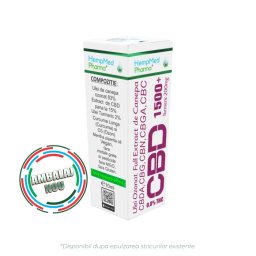 Ulei de Canepa Ozonat CBD 15%, 1500mg, HempMedPharma, 10ml