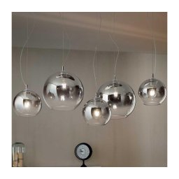 Ideal Lux - Pendul suspendat pe cablu NEMO PLUS 5xE27/42W/230V crom lucios/gri fumuriu