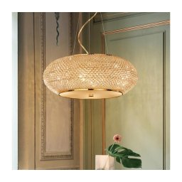 Ideal Lux - Lustra LED cu cristale suspendată pe cablu PASHA 14xE14/40W/230V Ø 65 cm auriu