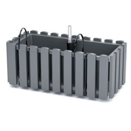 Jardiniera decorativa, suport metalic, sistem irigare,​​​​​​​ gri, 38x18x16.2 cm, Boardee Fencycase W Old