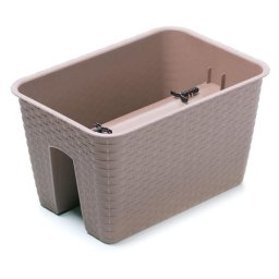 Ghiveci decorativ de flori, dreptunghiular, pentru balustrade, cafeniu, 39.6x27.2x22.5 cm, Ratolla Railing