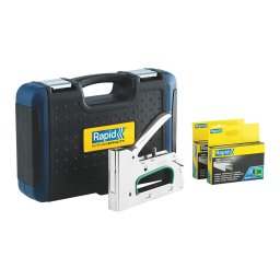 Kit capsator Rapid PRO R34E pentru folie, izolatii si materiale de constructii, capse 140 6-14 mm, reglare forta in 3 trepte 5001379
