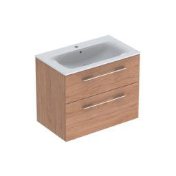 Set mobilier cu 2 sertare Geberit Selnova Square 80cm,nuc american deschis