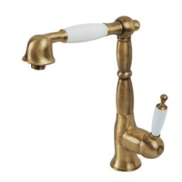 Baterie bucatarie cu dus extractibil Bugnatese Oxford, bronz antichizat