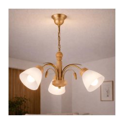 Lustră pe lanț TULIP 3xE27/60W/230V stejar